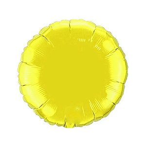 Balão de Festa Metalizado 20" 50cm - Redondo Amarelo - 01 Unidade - Flexmetal - Rizzo Balões