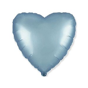 Balão de Festa Metalizado 20" 50cm - Coração Azul Pastel - 01 Unidade - Flexmetal - Rizzo Balões