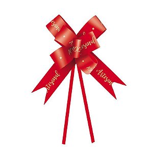 Laço Fácil 100% Artesanal Vermelho 32mm - 10 unidades - Cromus Páscoa - Rizzo