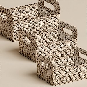 Caixote de Papel Cartão para Box de Luxo - Palha Trançada - 01 unidade - Cromus - Rizzo Balões