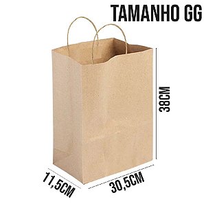 Sacola de Papel GG 38x30,5x11,5cm - Kraft - Fundo Largo - Ref. 0084 - Rizzo