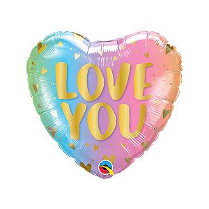 Balão de Festa Microfoil 18" - Coração Love Pastel Ombre - 01 Unidade - Qualatex - Rizzo Balões