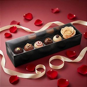 Caixa Botão de Rosa com Brigadeiro Preta 5 un. Assk Rizzo