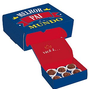 Caixa para Brigadeiros Mensagens Melhor Pai do Mundo - 10 unidades - Cromus - Rizzo Embalagens