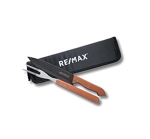 Kit Churrasco com estojo de Nylon, faca 8" e garfo cabo de madeira REMAX - KC124 - COM NOME INDIVIDUAL