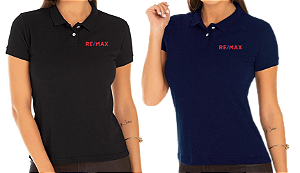Camisa polo RE/MAX com logo em alto relevo emborrachada - FEMININA