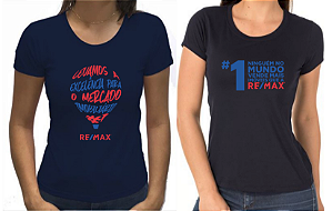 Camiseta babylook RE/MAX em 100% algodão prime - FEMININA