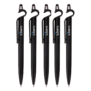 Caneta Plástica Touch com Suporte - LÍBERO - Pack com 5pçs - 13499B