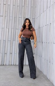 Calça Wide Leg Grafite