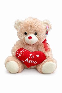 Ursinho de Pelúcia 40cm com Coração Te Amo Presente Romântico Especial