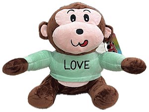 Macaquinho de Pelúcia 30cm Love Fofo Infantil Lavável Atóxico 100% Poliéster