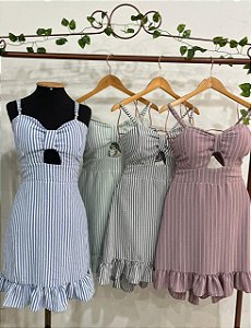 Vestido Listrado com Shorts Embutido Duna