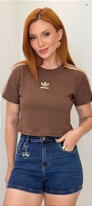 Cropped Feminino em Algodão com Detalhe nas Mangas