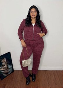 Conjunto Plus Size Canelado com Zíper