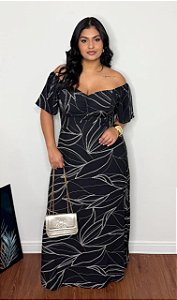 Vestido Longo Plus Size em Viscolinho Estampado