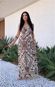 Vestido Longo Estampado Premium com Recortes
