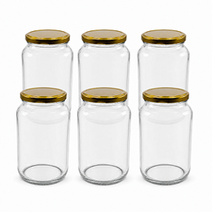 15 Potes de Vidro 600ml com Tampa Dourada – Ideal para Embalar Mel, Geleias e Conservas