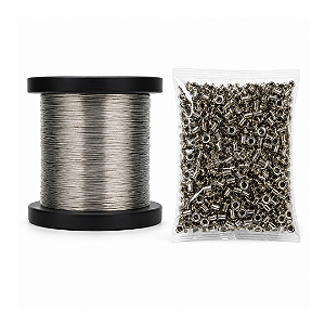 Kit Arame Inox 0,45mm Com Ilhós Niquelado 70F - Apicultura