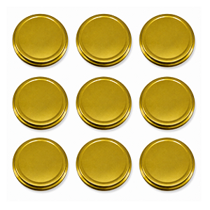 20 Tampas Douradas Rosca 74mm para Pote de Vidro Tipo Conserva – Metálica