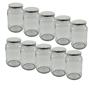 15 Potes de Vidro 600ml com Tampa Branca – Ideal para Embalar Mel, Geleias e Conservas