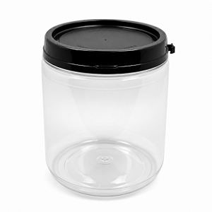 Pote 680ml / 1kg Plástico Transparente Com Tampa Preta Lacre Para Mel