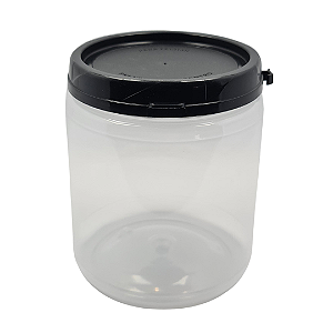 Pote 680ml / 1kg Plástico Transparente Com Tampa Preta Lacre Para Mel