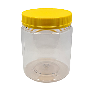 Pote 700ml / 1kg Transparente com Tampa Rosca e Lacre Amarela – Para Embalagem de Mel