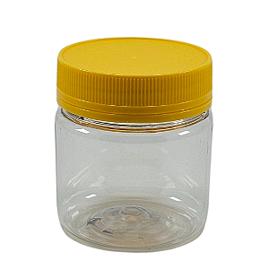 Pote 180ml / 250g Transparente com Tampa Rosca Amarela – Ideal para Embalagem de Mel