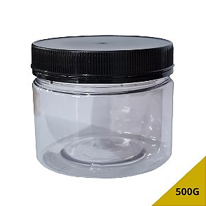 Pote Transparente Com Tampa Preta Rosca/Lacre 350ml / 500g de Mel