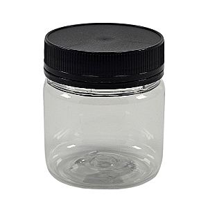 Pote 180ml / 250g Transparente com Tampa Rosca Preta – Ideal para Embalagem de Mel