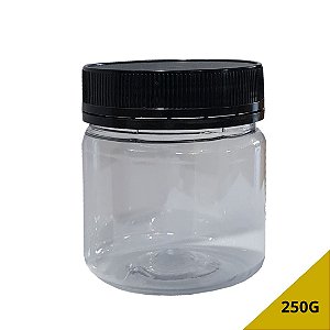 Pote Transparente Com Tampa Rosca Preta/Lacre 180ml / 250g de Mel