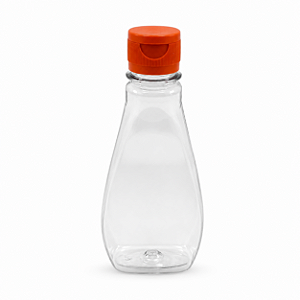 Bisnaga 190ml / 280g Cristal Pet Para Embalar Mel - Tampa Laranja