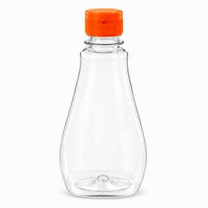 Bisnaga 250ml / 350g Cristal Pet Para Embalar Mel - Tampa Laranja