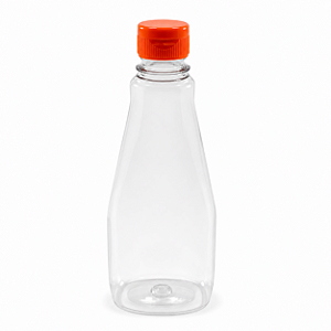 Bisnaga 350ml / 500g Cristal Pet Para Embalar Mel - Tampa Laranja