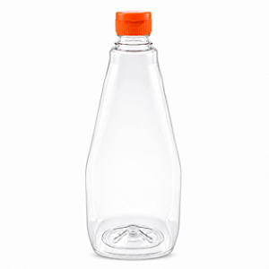 Bisnaga 750ml / 1Kg Cristal Pet Para Embalar Mel - Tampa Laranja