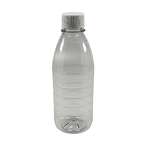 Garrafa 300ml PET Cristal com Tampa Rosca e Lacre – Tampa Branca