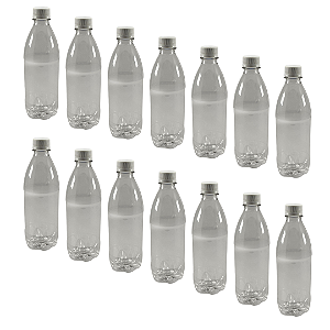 55 Garrafas 500 / 575 ml PET Cristal com Tampa Rosca e Lacre – Tampa Branca