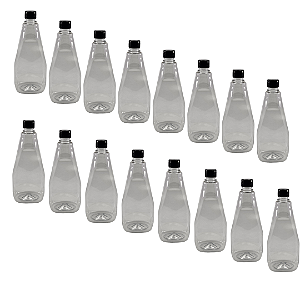 120 Bisnagas 750ml / 1Kg Cristal Pet Para Embalar Mel - Tampa Preta