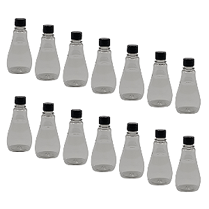 50 Bisnagas 250ml / 350g Cristal Pet Para Embalar Mel - Tampa Preta