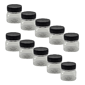 45 Potes 180ml / 250g Quadrado Transparente com Tampa Rosca Preta – Ideal para Embalagem de Mel