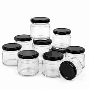 24 Potes de Vidro Mini Belém 150ml com Tampa Preta – Ideal para Mel