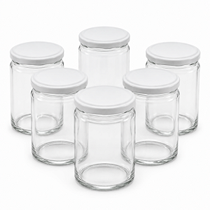 24 Potes de Vidro Andino 360ml com Tampa Branca – Ideal para Mel, Geleias e Doces