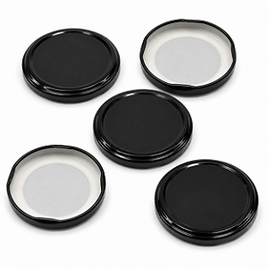 20 Tampas Pretas Rosca 74mm para Pote de Vidro Tipo Conserva – Metálica