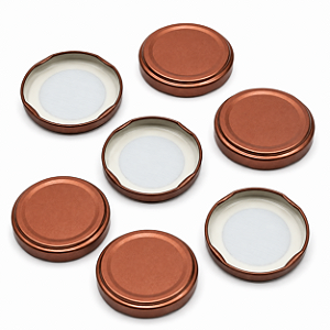 10 Tampas Metálicas Rosca 63mm – Cor Cobre – Para Potes de Vidro Tipo Conserva