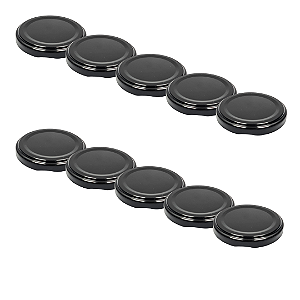 10 Tampas Metálicas Rosca 63mm – Cor Preta – Para Potes de Vidro Tipo Conserva