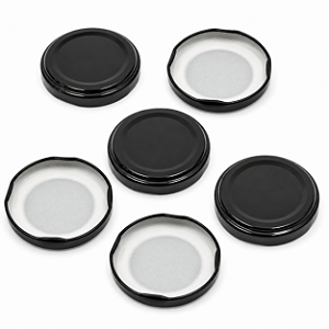 10 Tampas Metálicas Rosca 63mm – Cor Preta – Para Potes de Vidro Tipo Conserva