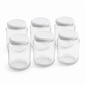 24 Potes de Vidro Belém 240ml com Tampa Branca – Ideal para Mel, Geleias e Doces