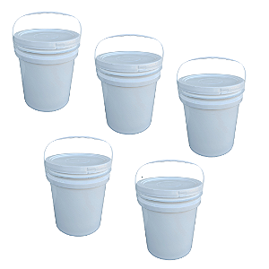5 Baldes Plásticos de 5 Litros com Tampa e Alça Plástica