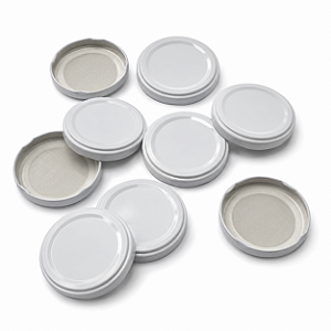 10 Tampas Metálicas Rosca 63mm – Cor Branca – Para Potes de Vidro Tipo Conserva