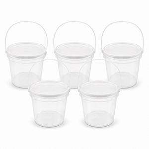 10 Baldes De Plástico 2,2 Litros Transparente – Alça Plástica com Tampa Plástica